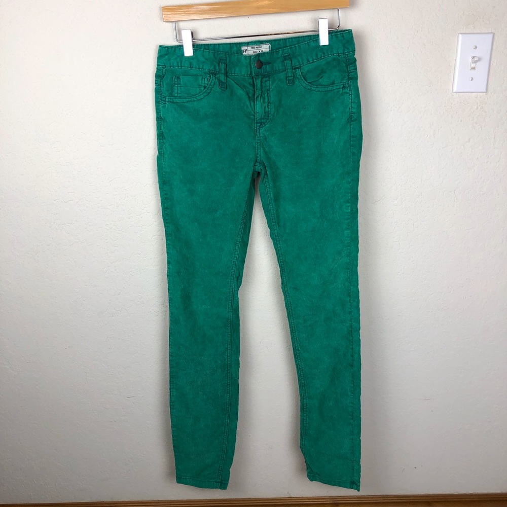 Free People Kelly Green Skinny Corduroy Pants
